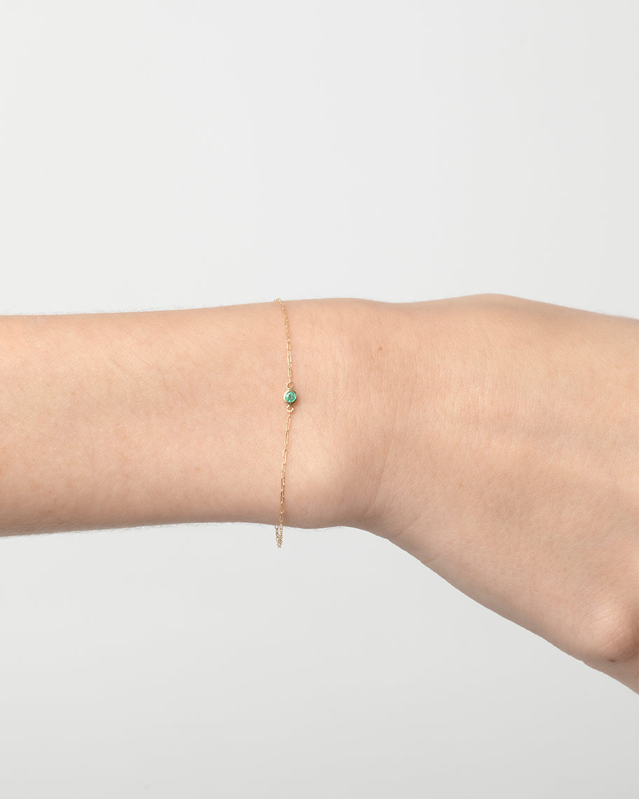 Pulseira Solitaire Esmeralda em Ouro 18K
