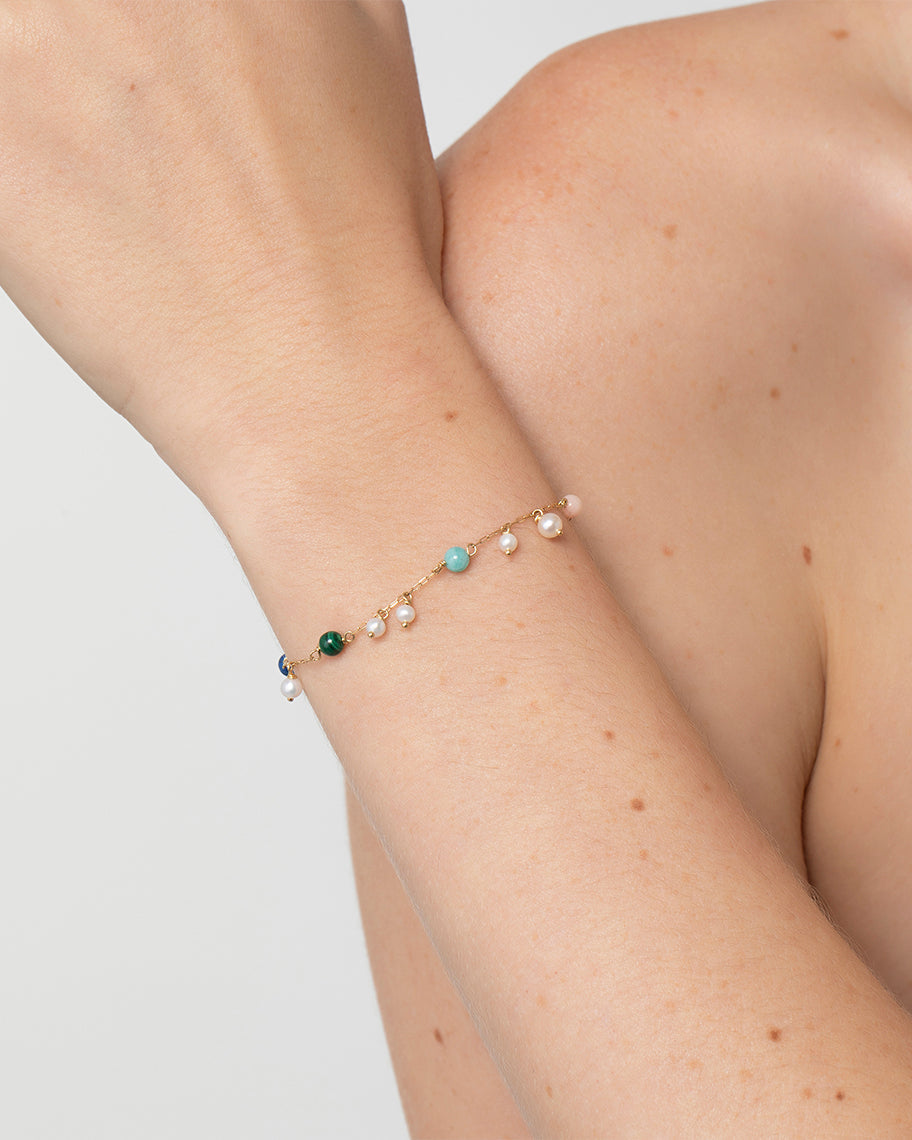 Pulseira Salinas em Ouro 18K com Pedras Coloridas