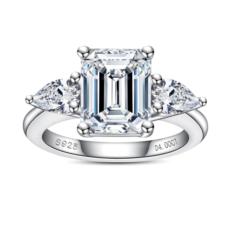 Anel Esmeralda & Pera Moissanite