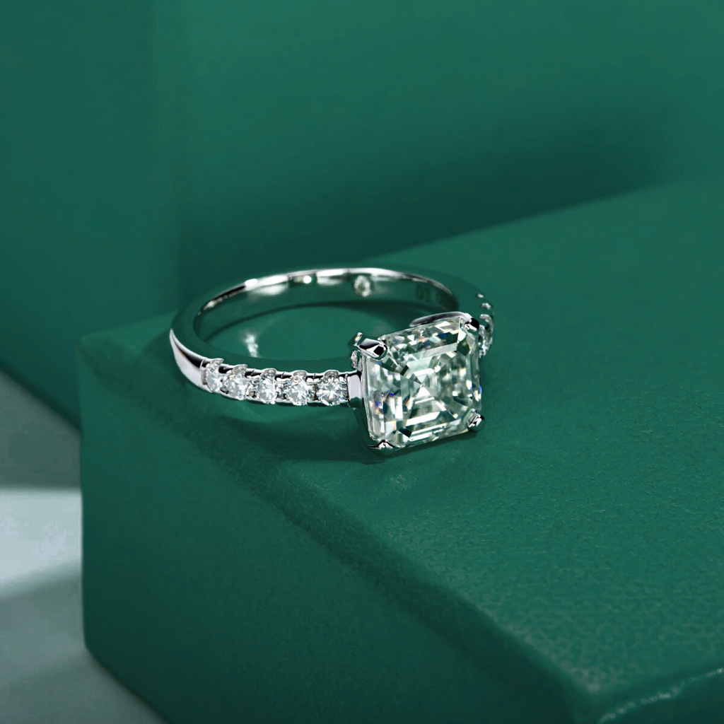 Anel Promise Asscher Moissanite