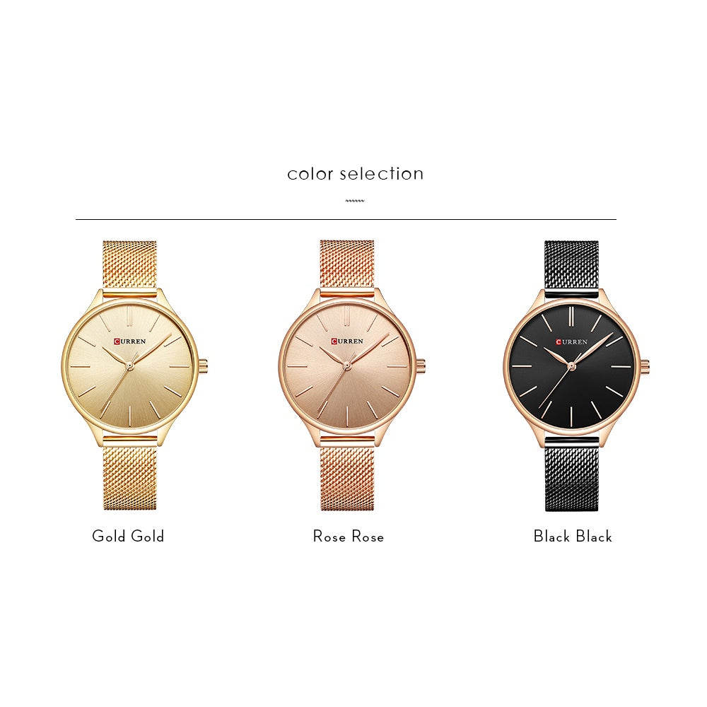 Relógio minimalista feminino original coleção Curren Bella Viena