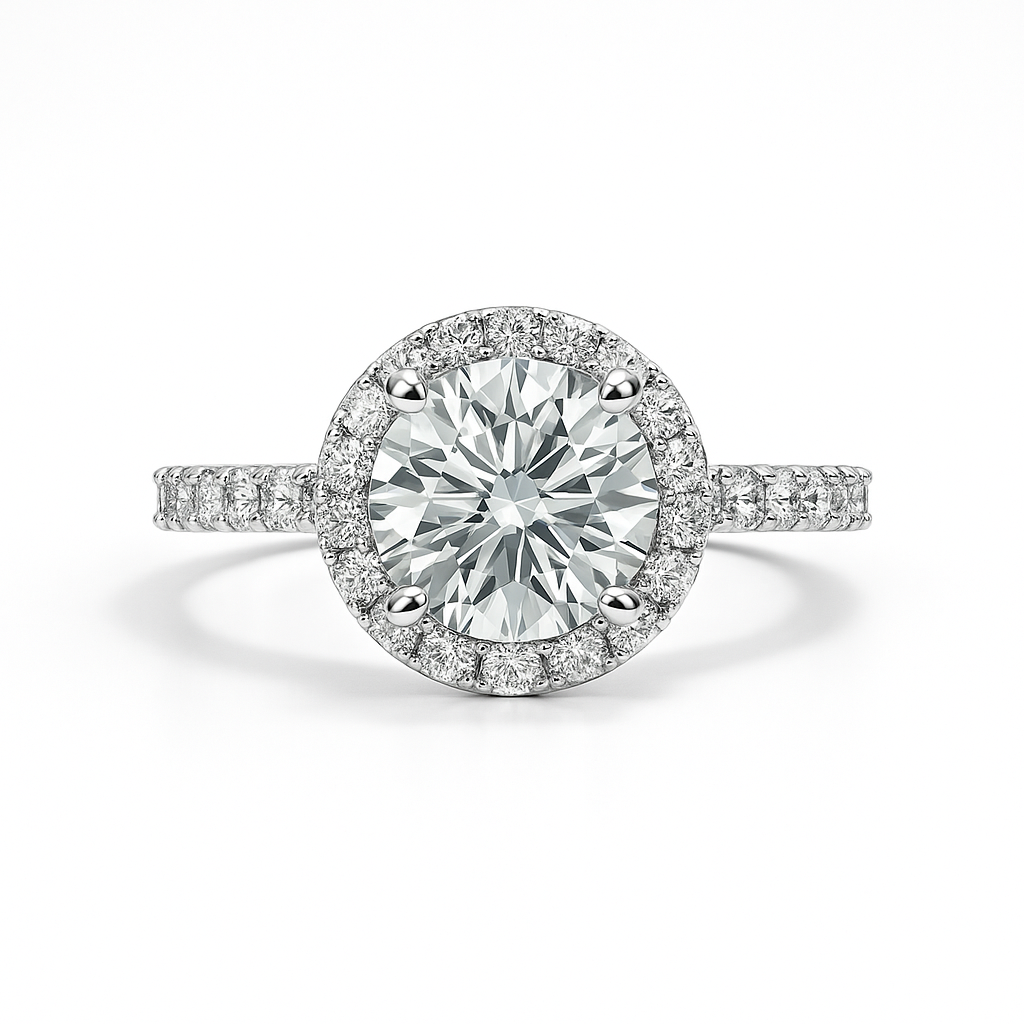 Anel Beatriz Halo Moissanite
