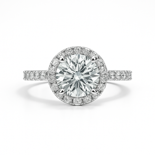 Anel Beatriz Halo Moissanite