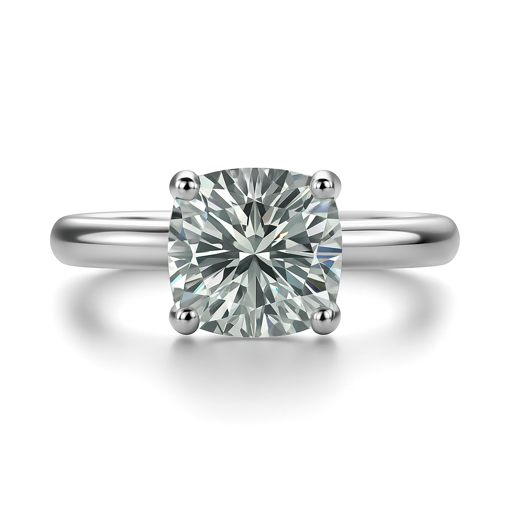 Anel Solitário Cushion Moissanite