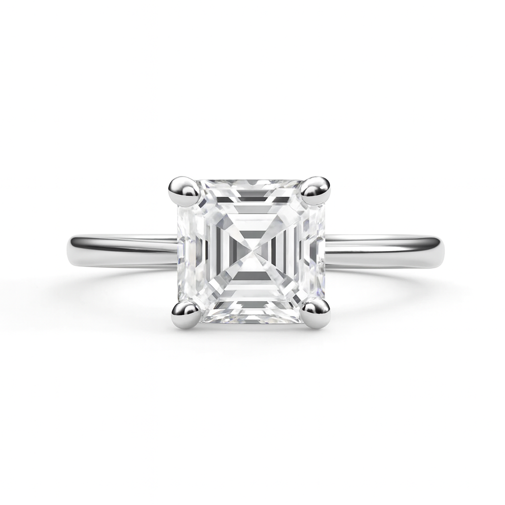 Anel Solitário Asscher Moissanite