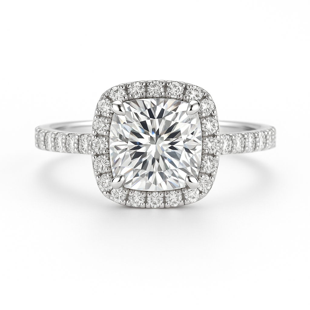 Anel Bianca Halo Moissanite