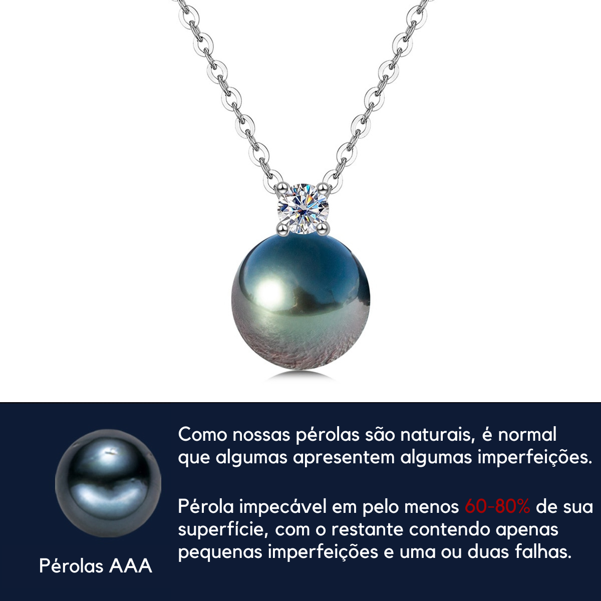 Colar Pérola Estrelada Moissanite