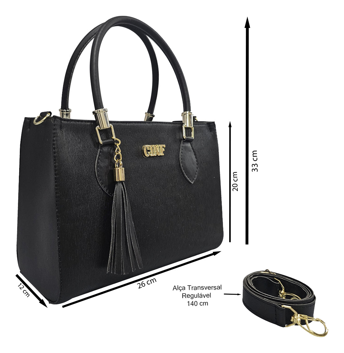 Kit Viena Black Class (Transversal + Tiracolo + Carteira)