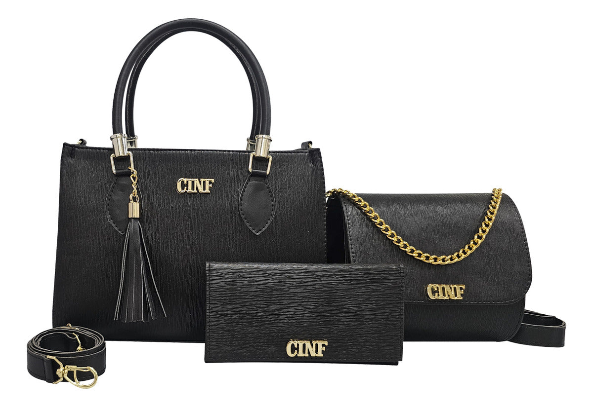 Kit Viena Black Class (Transversal + Tiracolo + Carteira)