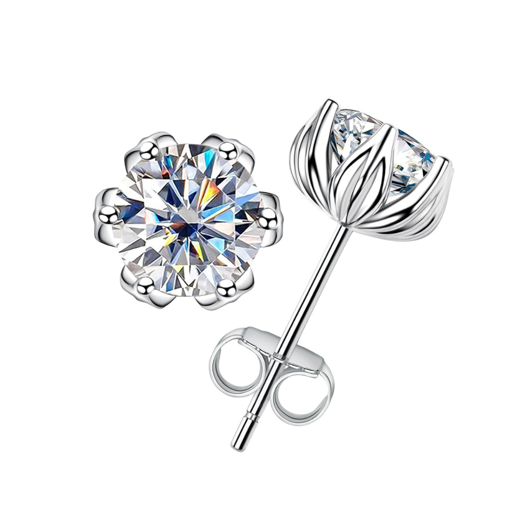 Brinco Flor de Lótus Moissanite