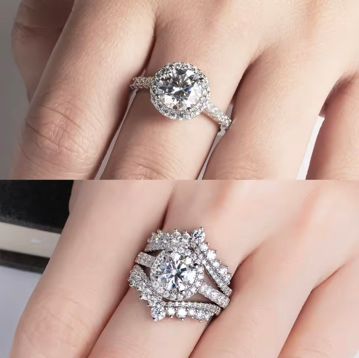 Anel Beatriz Halo Moissanite