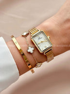 Conjunto Relógio Feminino com Bracelete Pulseira e Anel Cartier - Coleção Bella Viena