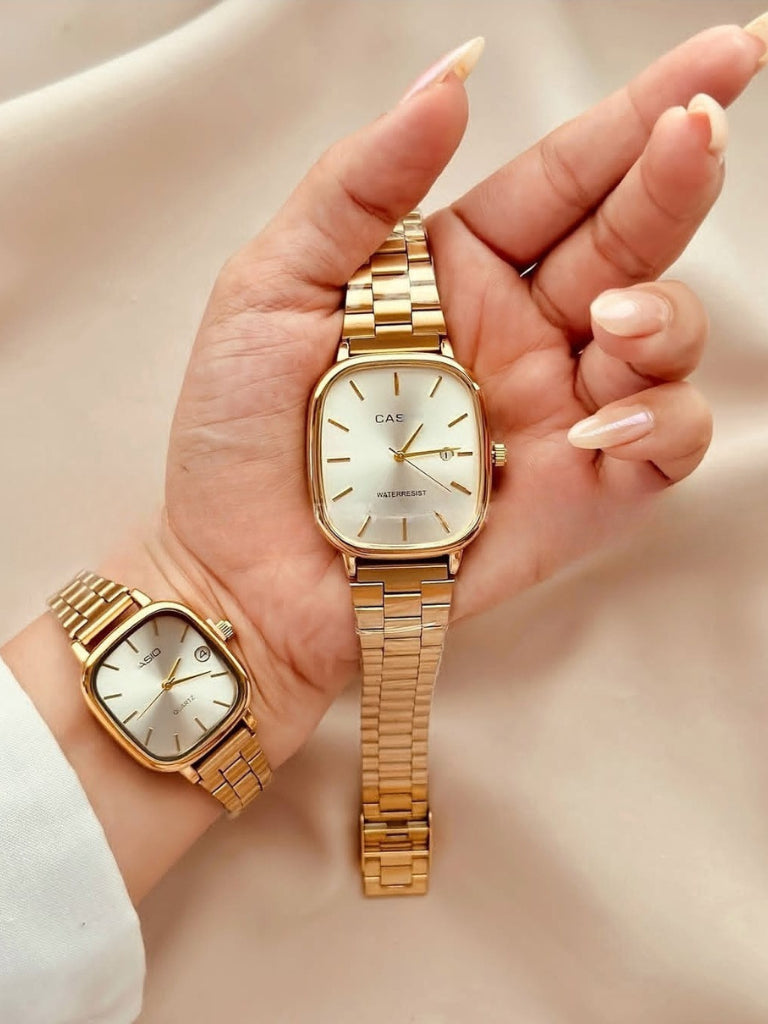 Conjunto Relógio Feminino Bracelete e Pulseira Ouro 18K - Coleção Bella Viena