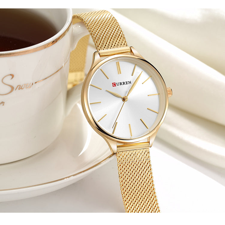 Relógio minimalista feminino original coleção Curren Bella Viena