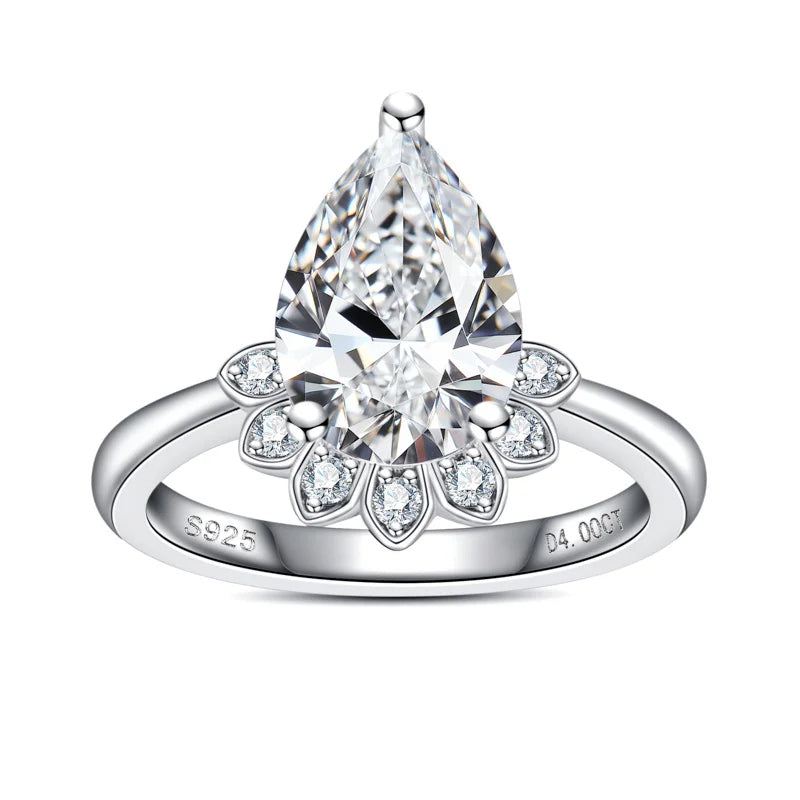 Anel Flower Pear Moissanite